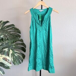 Calypso St. Barth Mini Dress Size S Green Sleeveless A-Line Boho Resort Chic 31"